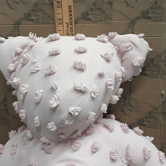 Vintage Hand made pastel pink chenille bear with crocheted blanket - Picture 7 of 8